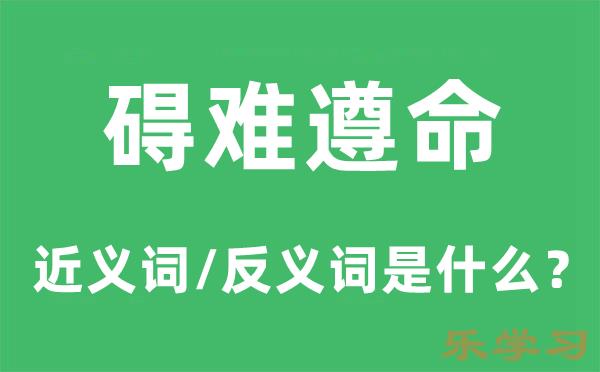 碍难遵命的近义词和反义词是什么-碍难遵命是什么意思?