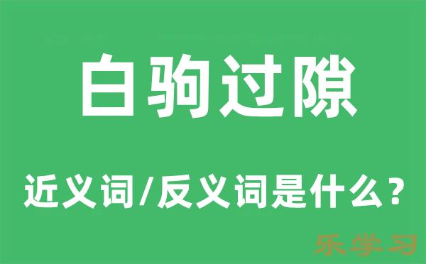 白驹过隙的近义词和反义词是什么-白驹过隙是什么意思?