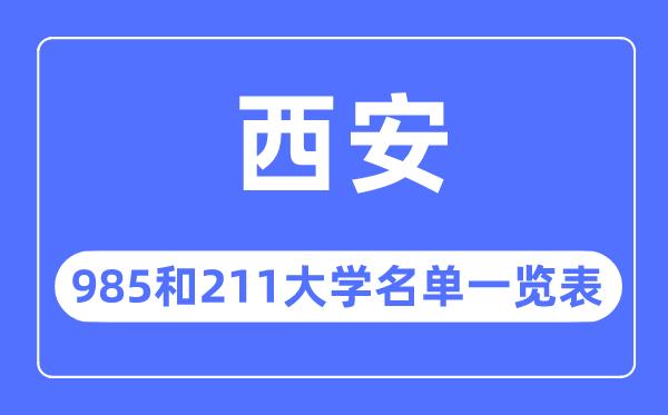 西安985和211大学有哪些-西安985和211大学名单一览表